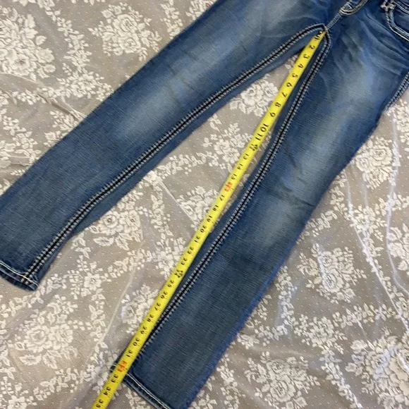 Rock Revival DENISA Straight Leg Denim Jeans SZ 29 NEW THICK WHITE STITCHING